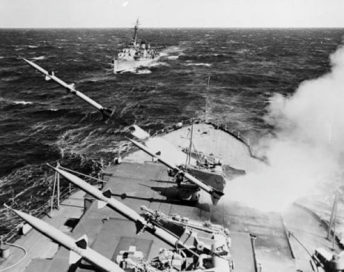High angle view of a missile launching from a military ship RIM-2 Terrier Mississippi USA Canvas Art -  (18 x 24)