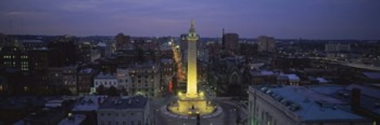 High angle view of a monument Washington Monument Mount Vernon Place Baltimore Maryland USA Canvas Art - Panoramic Images (36 x 12)