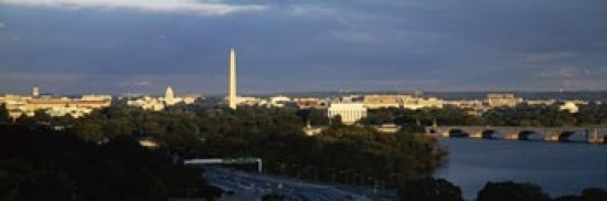 High angle view of a monument Washington Monument Potomac River Washington DC USA Canvas Art - Panoramic Images (36 x 12)
