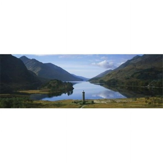 High angle view of a monument near a lake Glenfinnan Monument Loch Shiel Highlands Region Scotland Poster Print by - 36 x 12