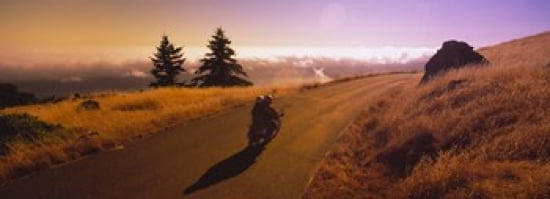 High angle view of a motorcycle moving on a road Mt Tamalpais Marin County California USA Canvas Art - Panoramic Images (18 x 7)