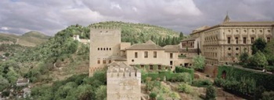 High angle view of a palace viewed from alcazaba Alhambra Granada Granada Province Andalusia Spain Canvas Art - Panoramic Images (18 x 7)