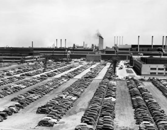 High angle view of a parking lot at Fords River Rouge Plant Dearborn Michigan USA Canvas Art -  (18 x 24)