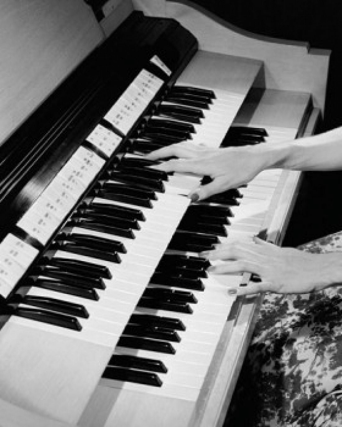High angle view of a persons hands playing an organ Canvas Art - (18 x 24)