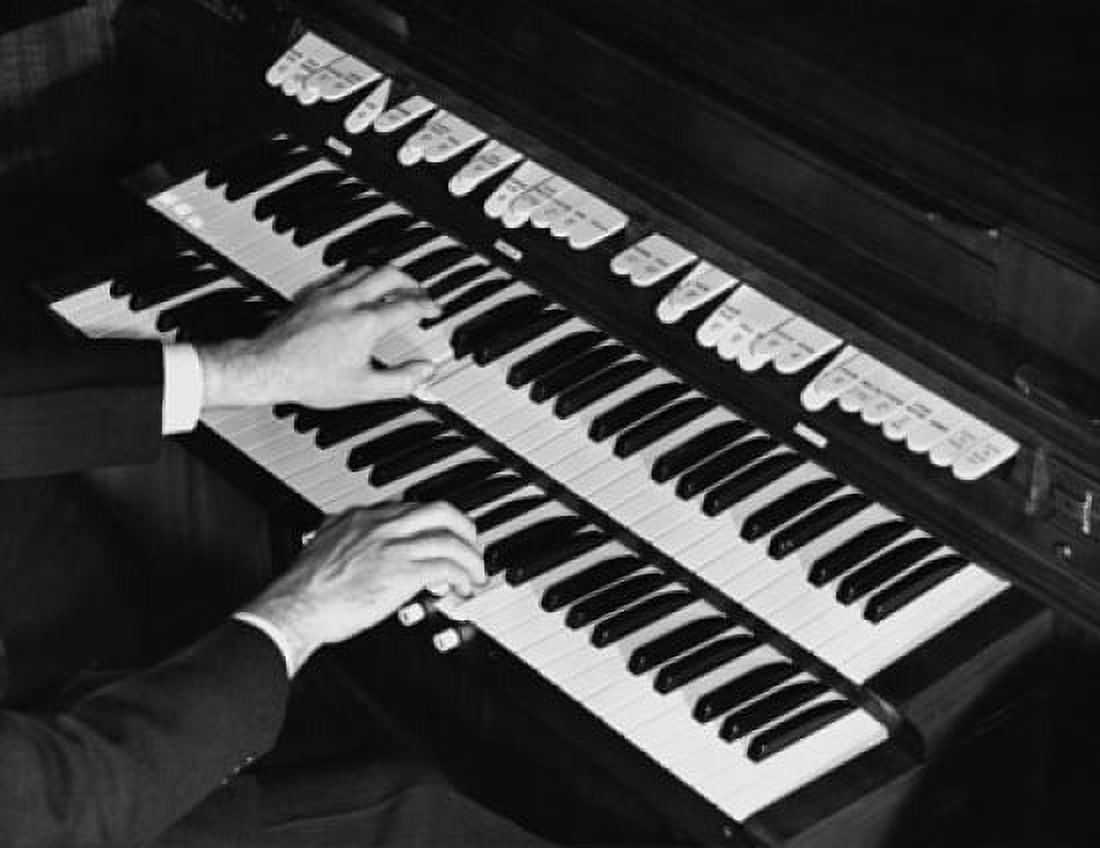 High angle view of a persons hands playing an organ Canvas Art - (18 x 24)