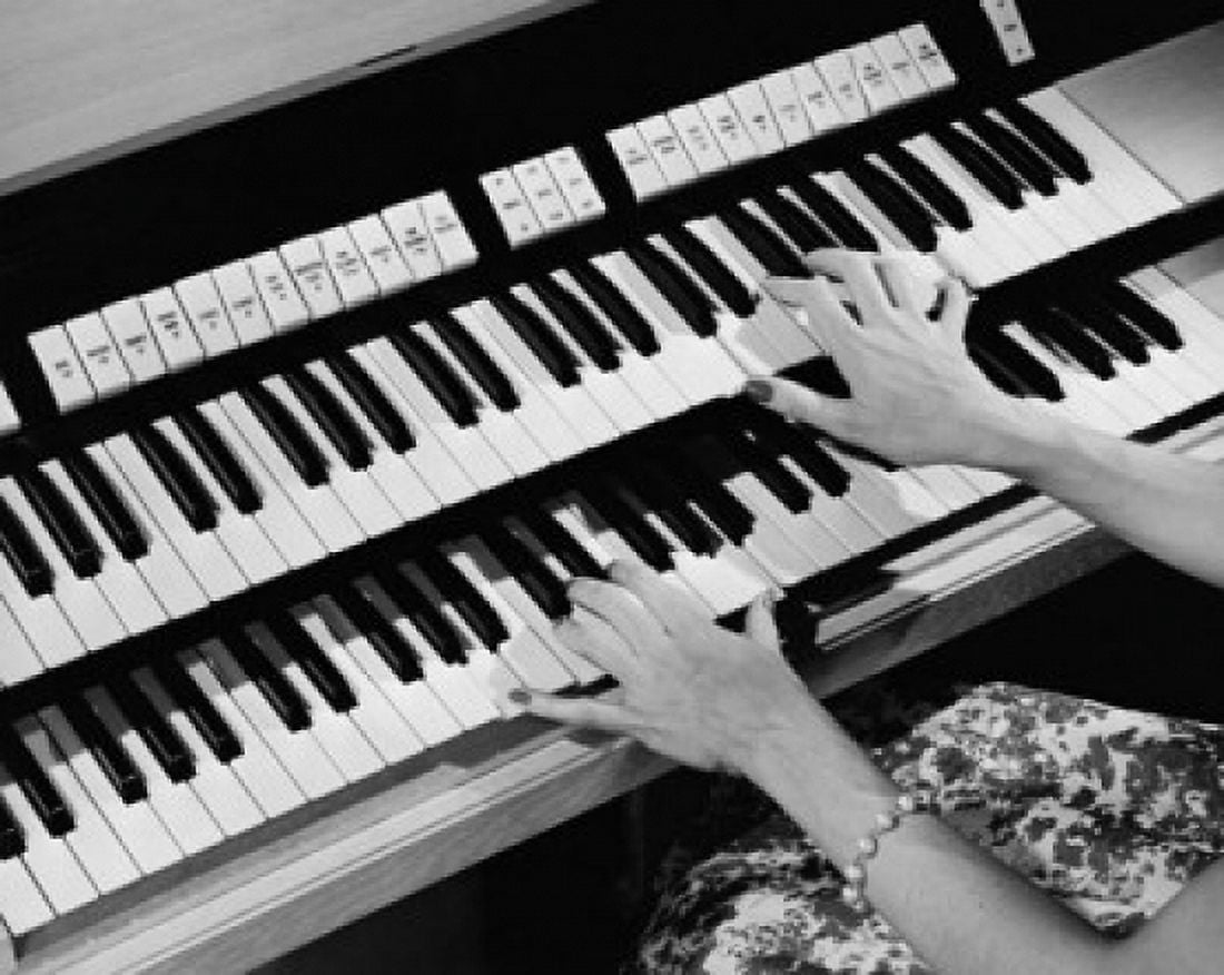 High angle view of a persons hands playing an organ Canvas Art - (24 x 36)