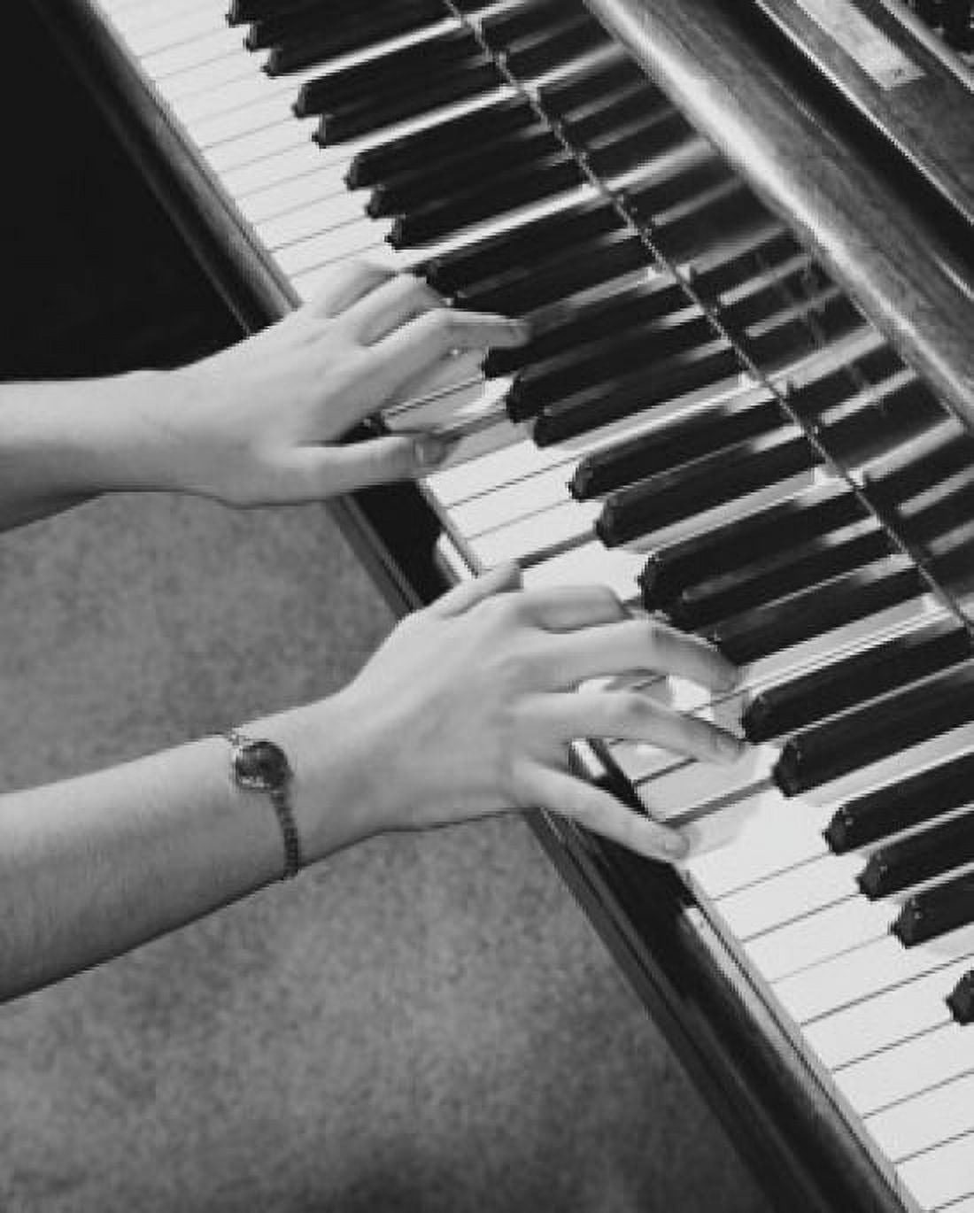 High angle view of a persons hands playing the piano Canvas Art - (18 x 24)