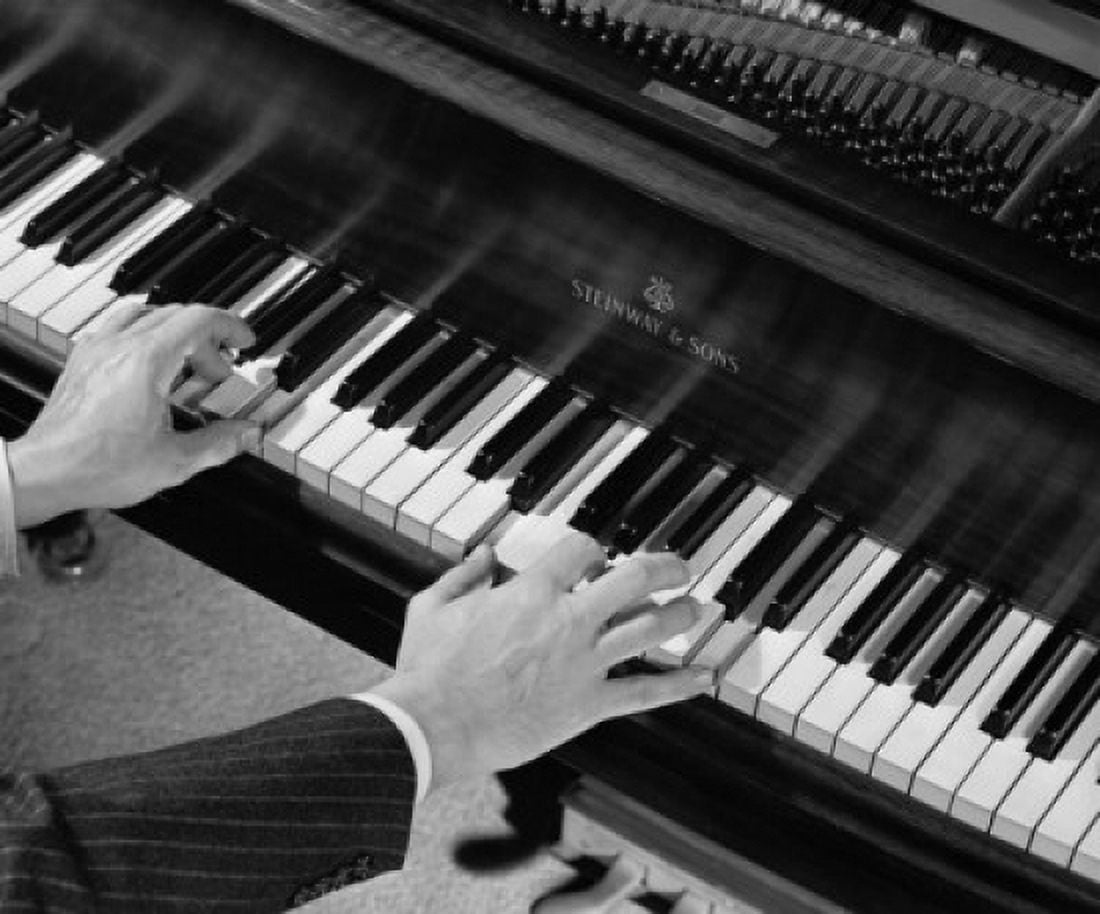 High angle view of a persons hands playing the piano Canvas Art -  (18 x 24)