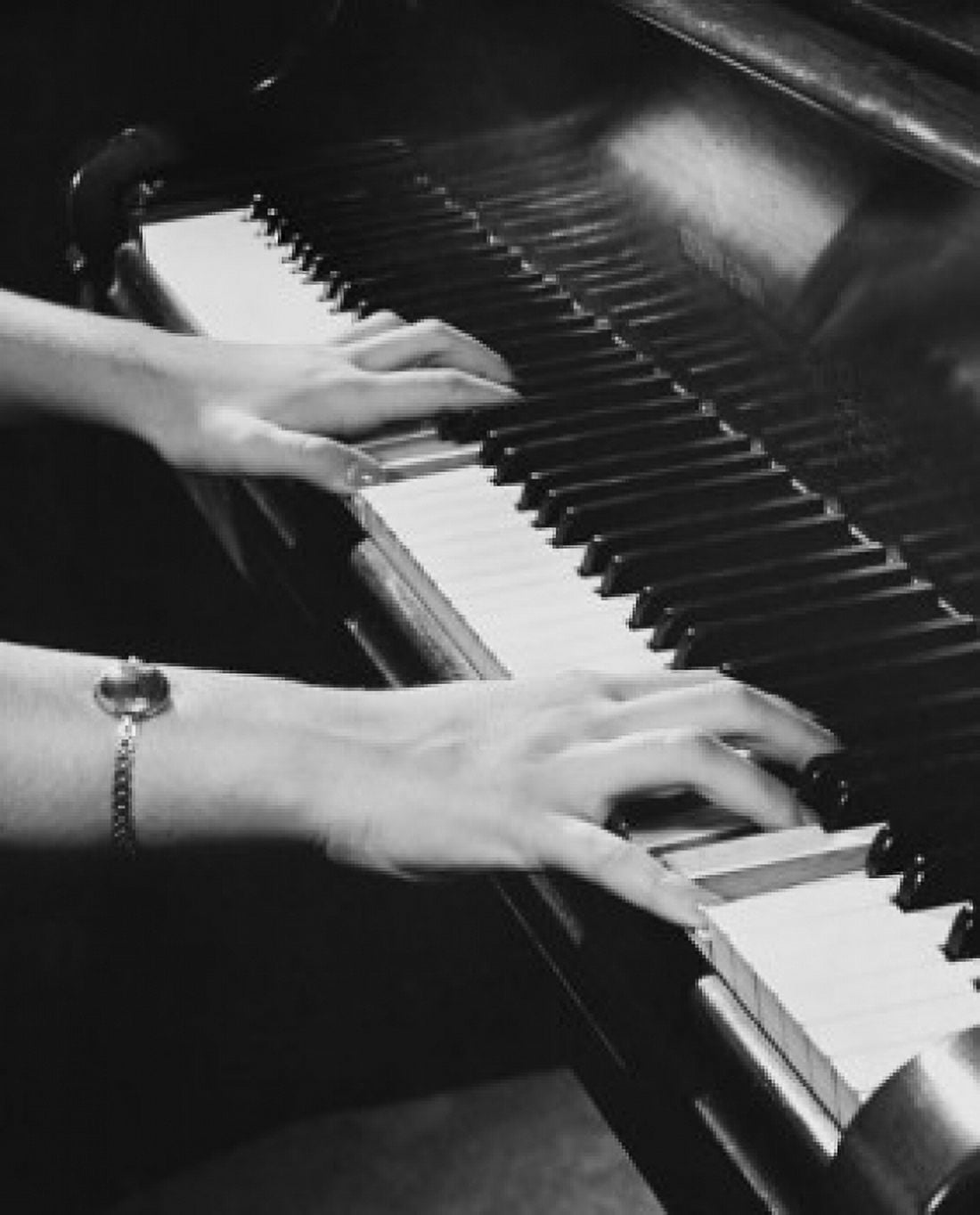 High angle view of a persons hands playing the piano Canvas Art - (18 x 24)