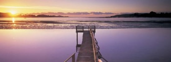High angle view of a pier on a river Pounawea The Catlins South Island New Zealand New Zealand Canvas Art - Panoramic Images (36 x 13)