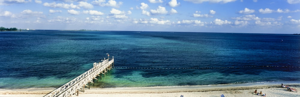 High angle view of a pier on the beach Nassau New Providence Bahamas Canvas Art - Panoramic Images (27 x 9)
