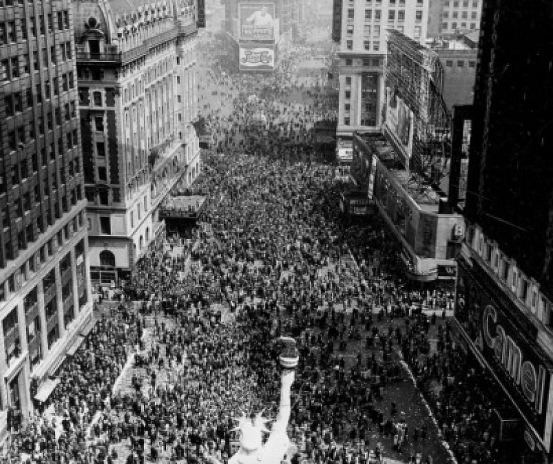 High angle view of a replica of the Statue of Liberty on VJ Day Times Square Manhattan New York City New York USA Canvas Art -  (24 x 36)