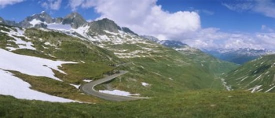 High angle view of a road passing through mountains Grimsel Pass Switzerland Canvas Art - Panoramic Images (30 x 13)