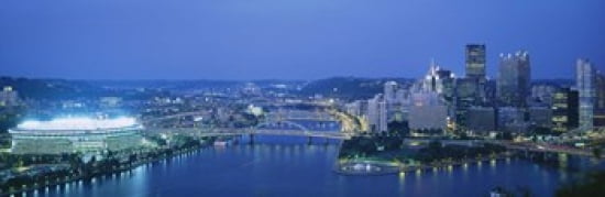 High angle view of a stadium lit up at night Three Rivers Stadium Pittsburgh Pennsylvania USA Canvas Art - Panoramic Images (36 x 12)