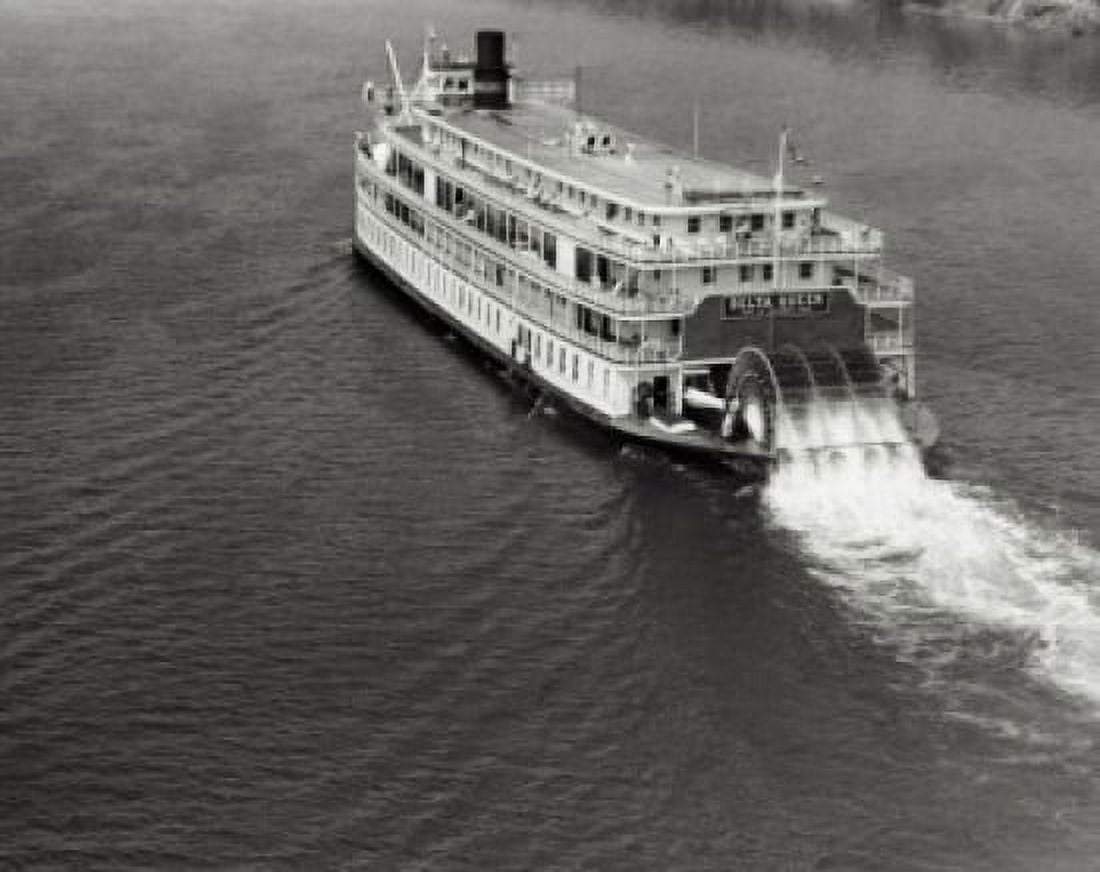 High angle view of a steamboat in a river Canvas Art - (18 x 24)