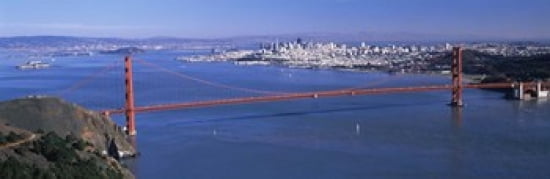 High angle view of a suspension bridge Golden Gate Bridge San Francisco California USA Canvas Art - Panoramic Images (18 x 6)