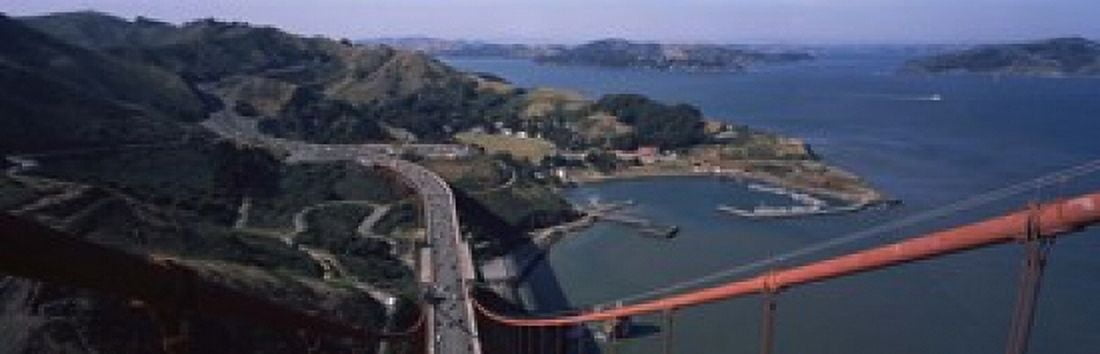 High angle view of a suspension bridge Golden Gate Bridge San Francisco California USA Canvas Art - Panoramic Images (18 x 6)