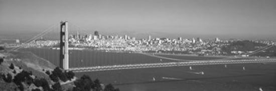 High angle view of a suspension bridge across the sea Golden Gate Bridge San Francisco California USA Canvas Art - Panoramic Images (36 x 12)