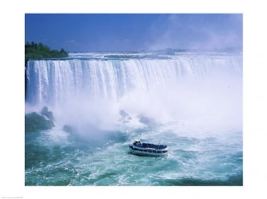 High angle view of a tourboat in front of a waterfall Niagara Falls Ontario Canada Canvas Art - (24 x 18)