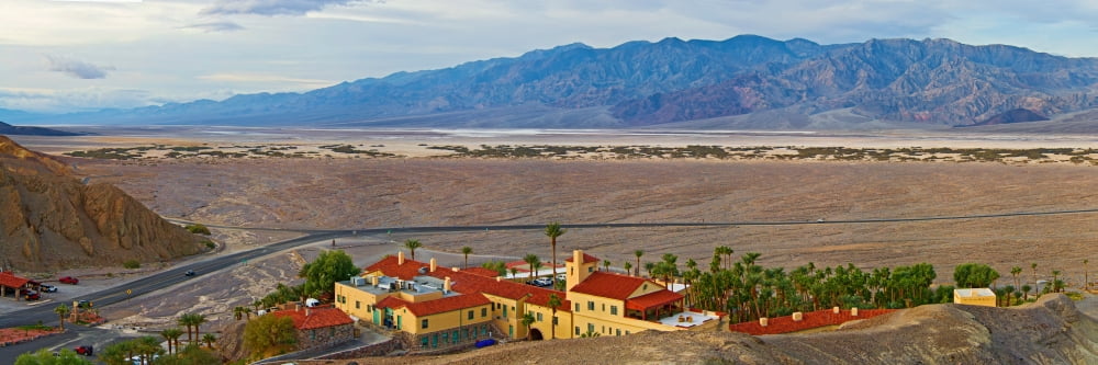High angle view of a tourist resort Furnace Creek Inn Death Valley Death Valley National Park California USA Canvas Art - Panoramic Images (36 x 12)