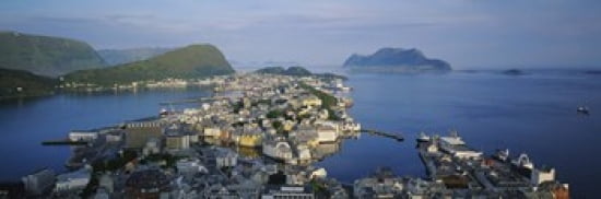High angle view of a town Alesund More og Romsdall Norway Canvas Art - Panoramic Images (36 x 12)