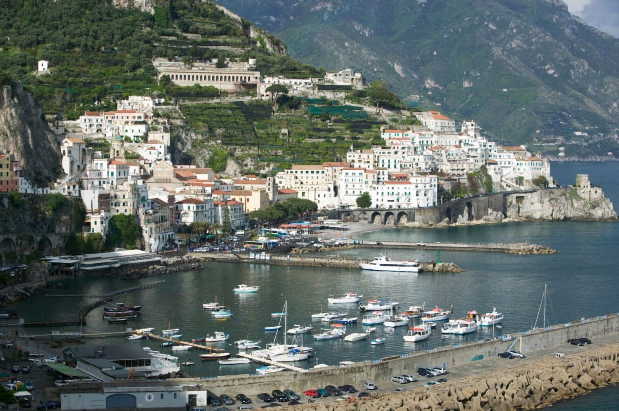 High angle view of a town Amalfi Coast Campania Italy Canvas Art - Panoramic Images (36 x 12)