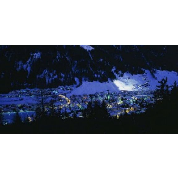 High angle view of a town, Davos, Switzerland Poster Print (12 x 6)