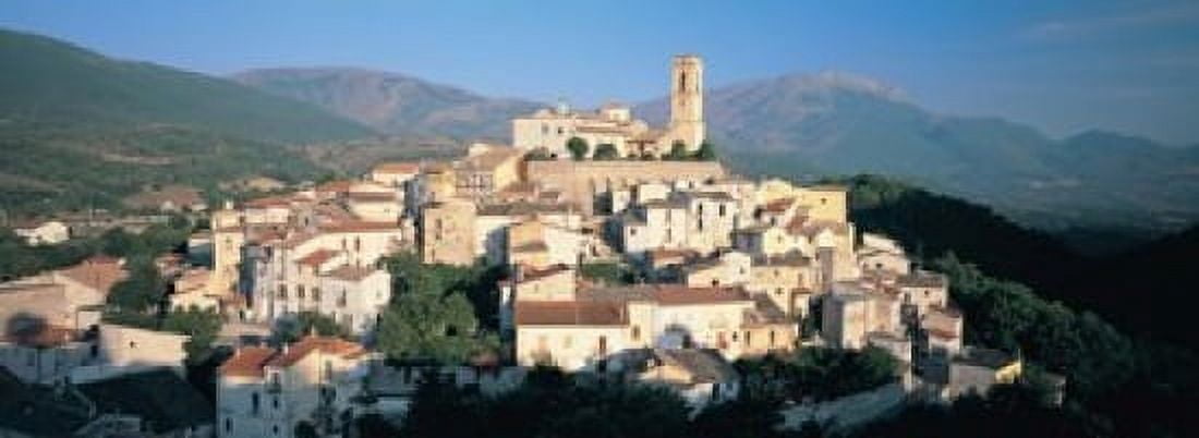 High angle view of a town Goriano Sicoli LAquila Province Abruzzo Italy Canvas Art - Panoramic Images (18 x 7)