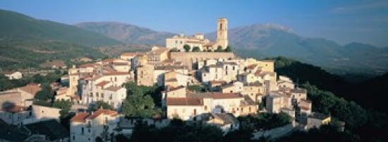 High angle view of a town Goriano Sicoli LAquila Province Abruzzo Italy Canvas Art - Panoramic Images (36 x 13)