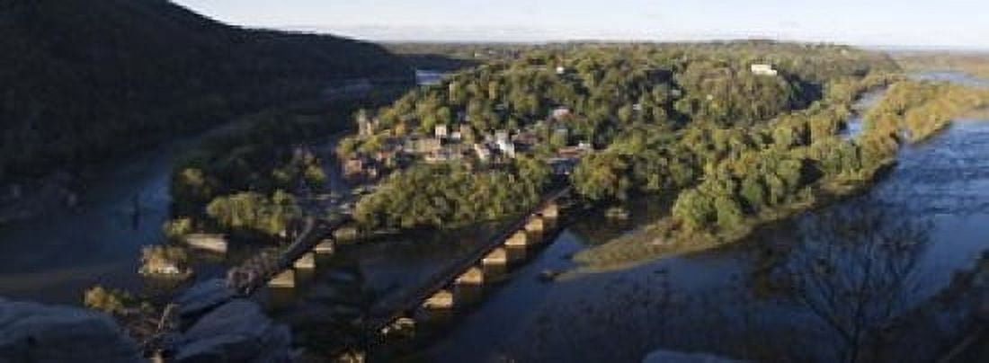 High angle view of a town Harpers Ferry Jefferson County West Virginia USA Canvas Art - Panoramic Images (18 x 7)