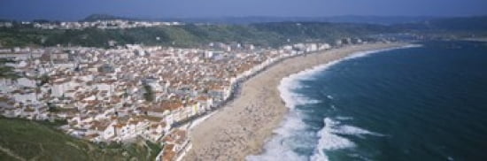 High angle view of a town Nazare Leiria Portugal Canvas Art - Panoramic Images (18 x 6)