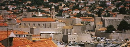 High angle view of a town Old port Dominican Monastery to the left Dubrovnik Croatia Canvas Art - Panoramic Images (36 x 13)
