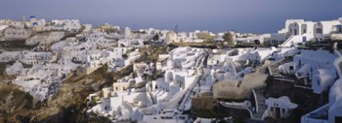 High angle view of a town Santorini Greece Canvas Art - Panoramic Images (18 x 7)