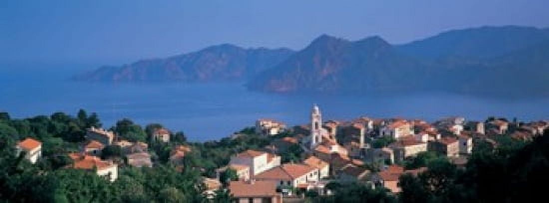 High angle view of a town at the coast Piana Corsica France Canvas Art - Panoramic Images (18 x 7)