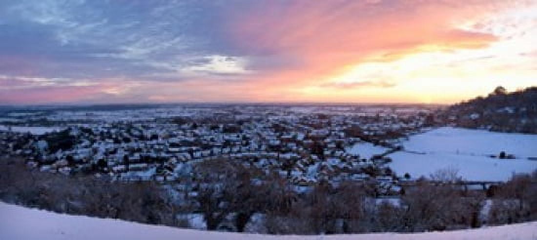 High angle view of a town in winter Wotton-Under-Edge Gloucestershire England Canvas Art - Panoramic Images (15 x 7)