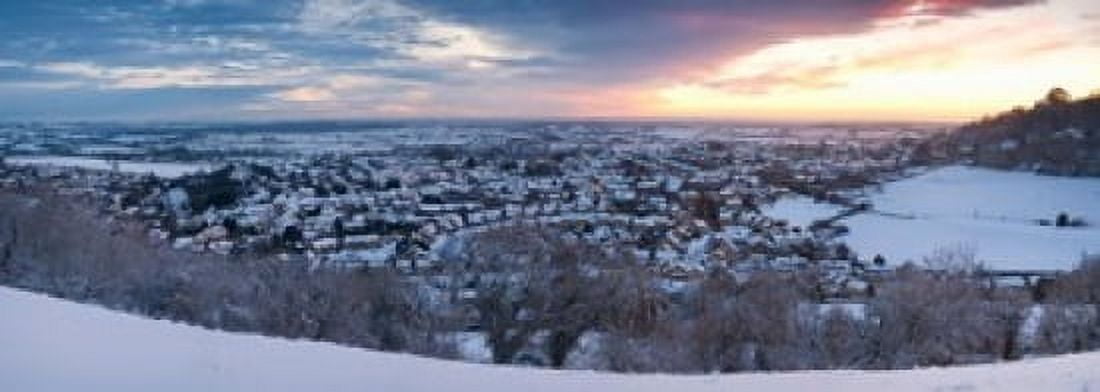 High angle view of a town in winter Wotton-Under-Edge Gloucestershire England Canvas Art - Panoramic Images (18 x 7)