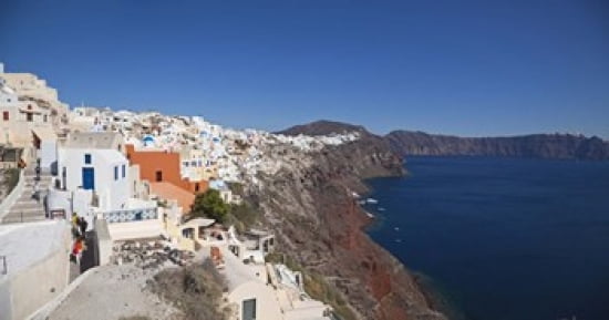 High angle view of a town on an island Oia Santorini Cyclades Islands Greece Canvas Art - Panoramic Images (36 x 19)