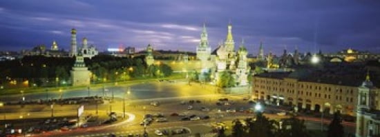 High angle view of a town square Red Square Moscow Russia Canvas Art - Panoramic Images (36 x 13)