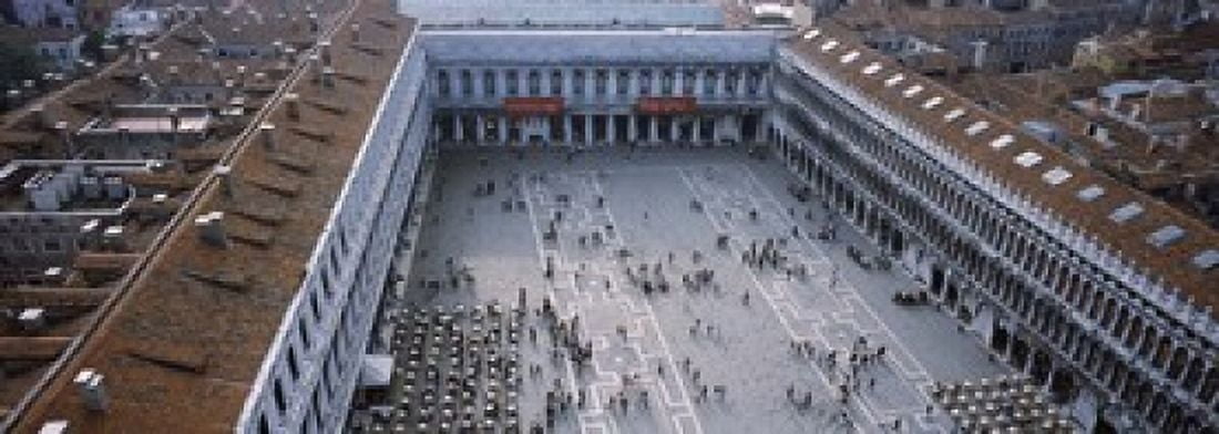 High angle view of a town square St Marks Square St Marks Campanile Venice Veneto Italy Canvas Art - Panoramic Images (18 x 7)