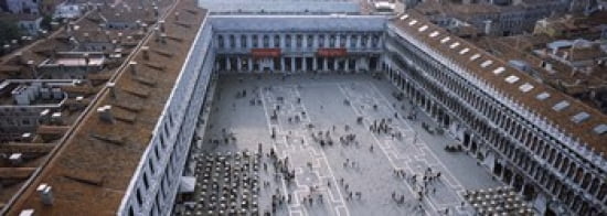High angle view of a town square St Marks Square St Marks Campanile Venice Veneto Italy Canvas Art - Panoramic Images (36 x 13)