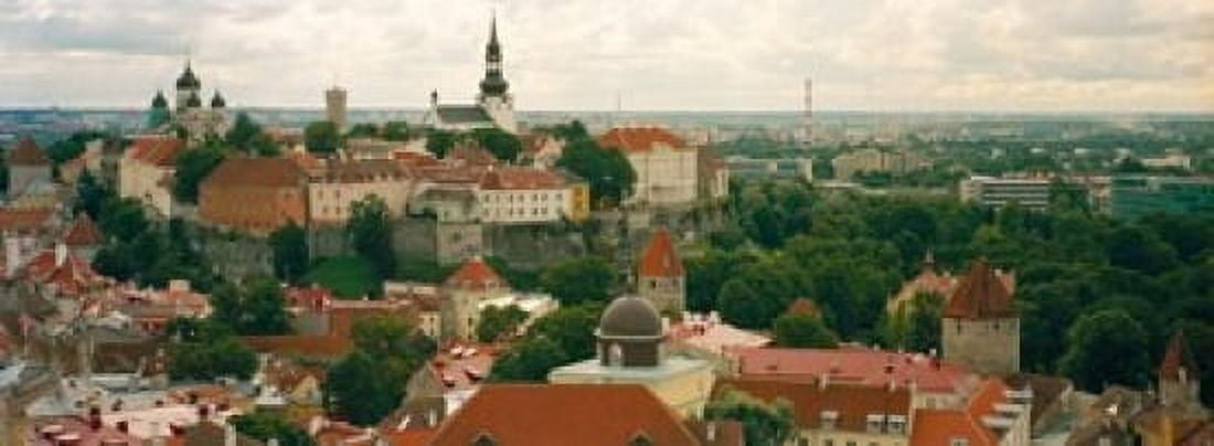 High angle view of a townscape Old Town Tallinn Estonia Canvas Art - Panoramic Images (36 x 13)