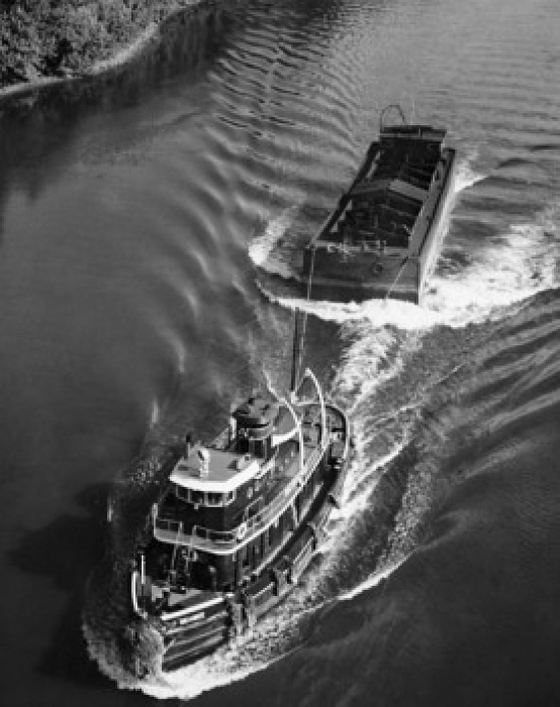 High angle view of a tugboat pulling a cargo container Canvas Art - (18 x 24)