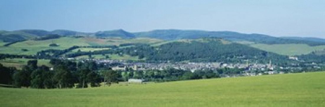 High angle view of a village Peebles Tweeddale Scotland Canvas Art - Panoramic Images (18 x 6)