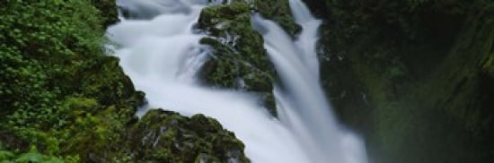High angle view of a waterfall Sol Duc Falls Olympic National Park Washington State USA Canvas Art - Panoramic Images (36 x 12)