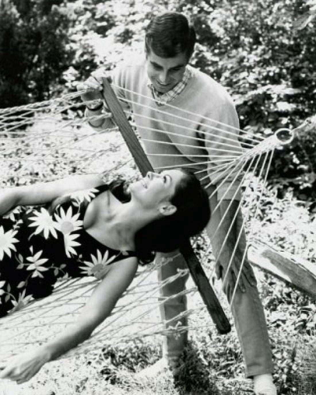 High angle view of a young couple in a garden Canvas Art - (18 x 24)
