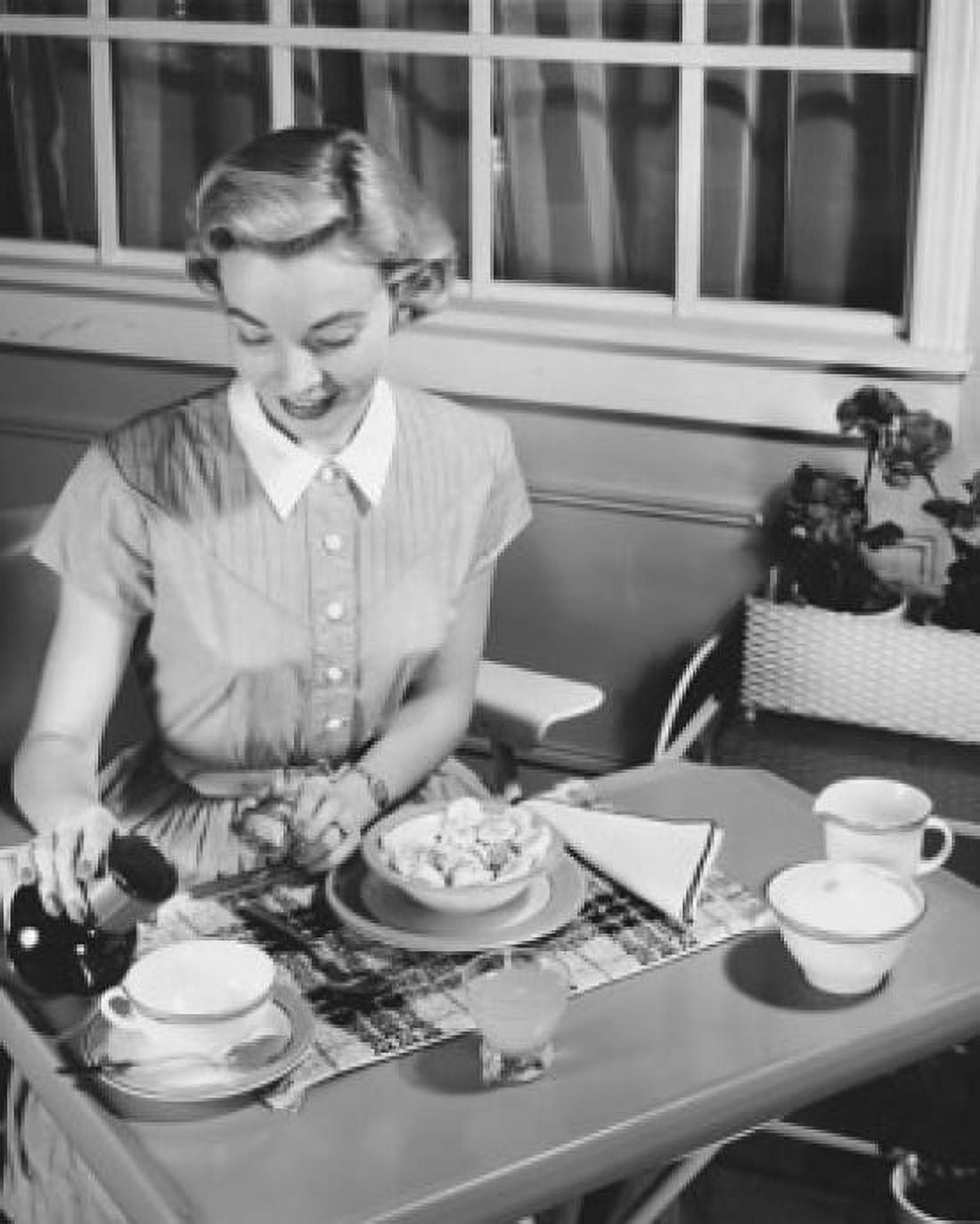 High angle view of a young woman having breakfast Canvas Art - (18 x 24)