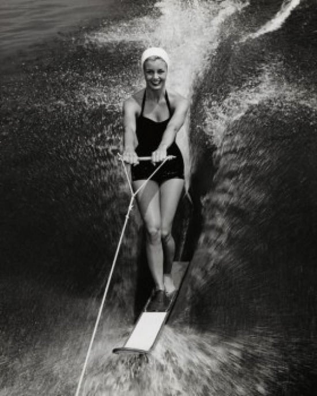 High angle view of a young woman waterskiing Canvas Art - (24 x 36)
