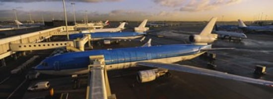 High angle view of airplanes at an airport Amsterdam Schiphol Airport Amsterdam Netherlands Canvas Art - Panoramic Images (36 x 13)