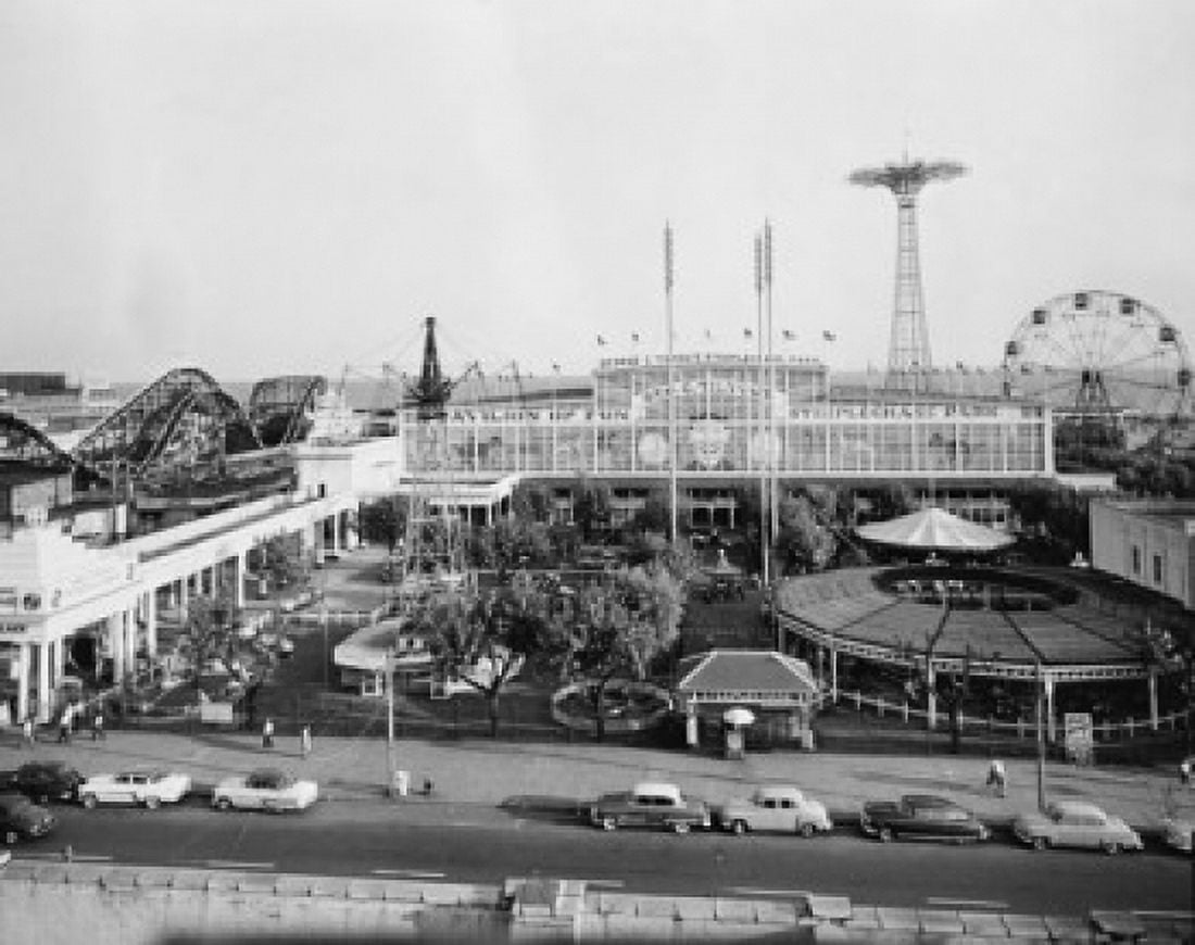 High angle view of amusement park rides Steeplechase Park Coney Island New York City USA Canvas Art - (24 x 36)
