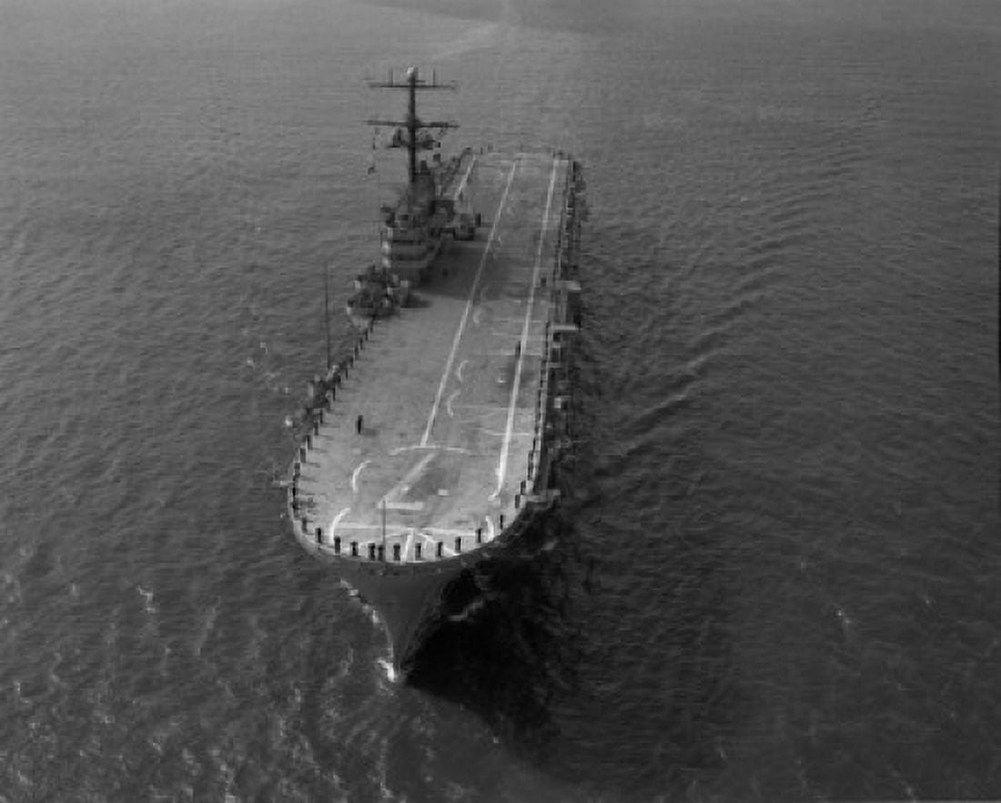 High angle view of an aircraft carrier in the sea Canvas Art - (18 x 24)